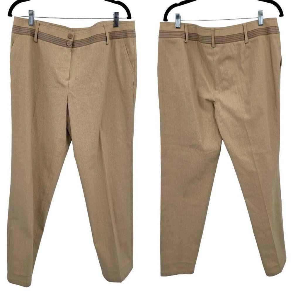 Vintage 90s Carlisle Trouser Pants 14 Tan Beige Cotton High-rise Tapered Western